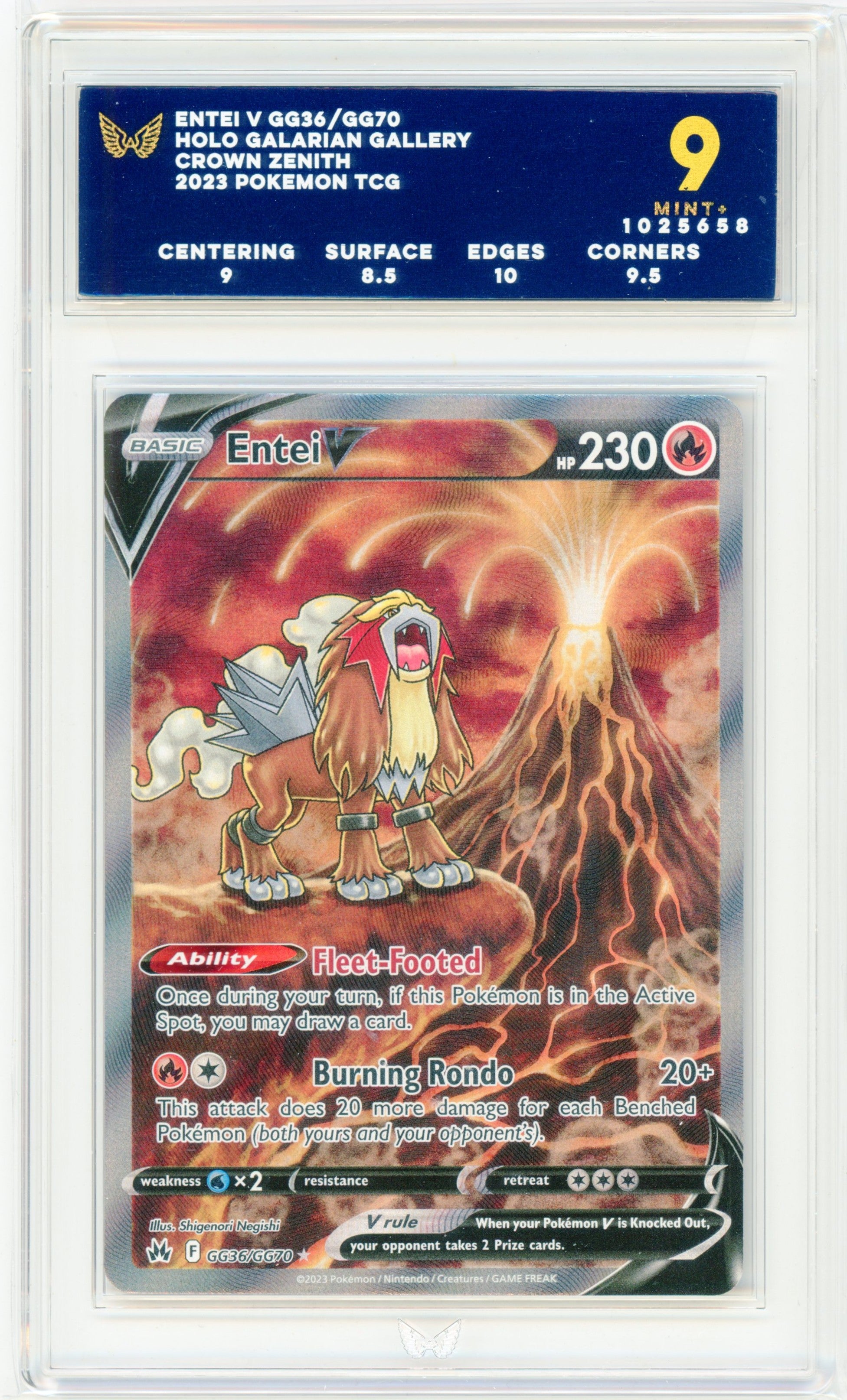ARK 9 - Entei V GG36/GG70 Crown Zenith Full Art Pokemon TCG