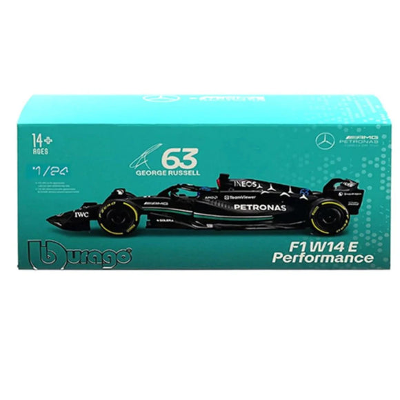 Bburago Formula Racing 1:24 2023 F-1 Mercedes W 14 #63 Russell in Showcase