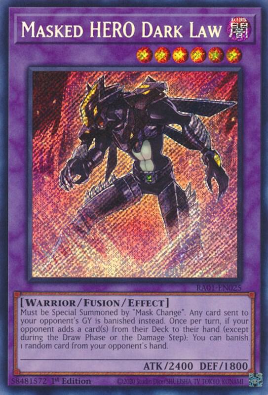 Masked HERO Dark Law Secret Rare RA01-EN025 (25th Anniversary Rarity Collection)  - 1st Edition