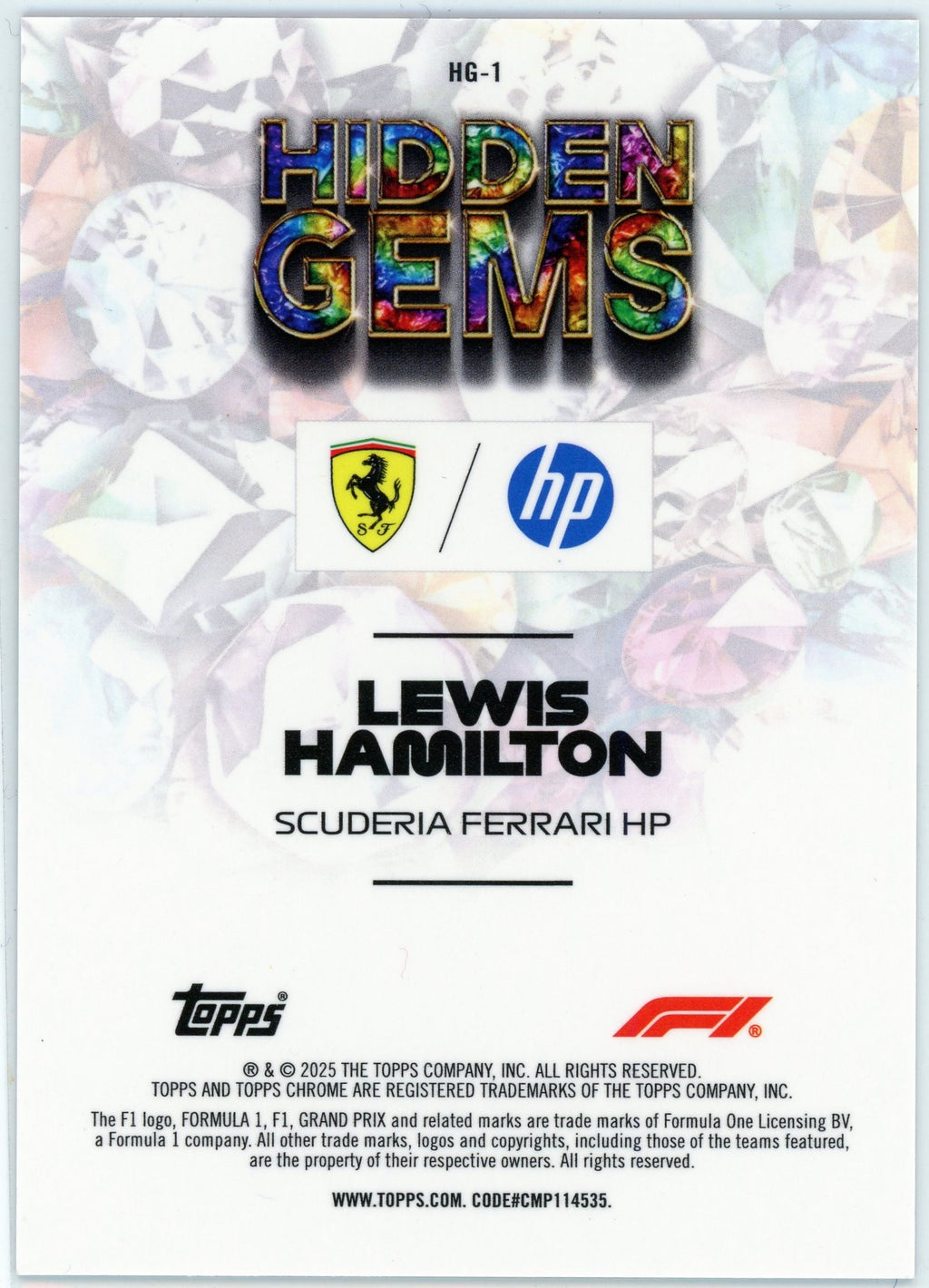2025 Topps Chrome Formula 1 LEWIS HAMILTON 03/10 Red Refractor Hidden Gems #HG-1