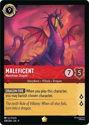 Maleficent, Monstrous Dragon 108/204 (Fabled)  - Cold Foil
