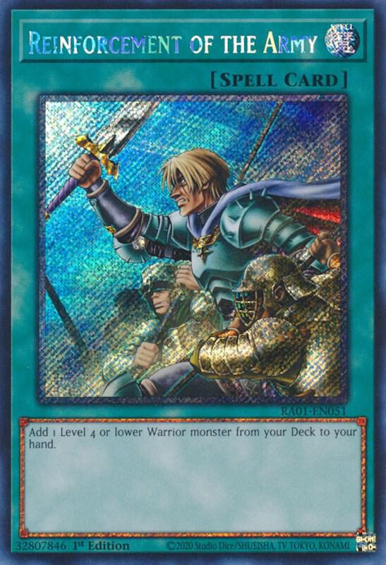 Reinforcement of the Army Platinum Secret Rare RA01-EN051 (25th Anniversary Rarity Collection)  - 1st Edition