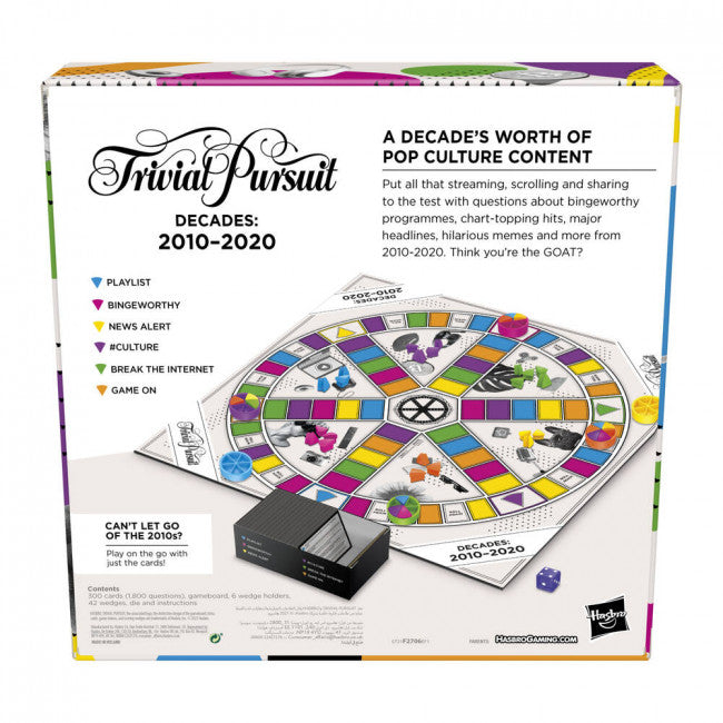 Trivial Pursuit Decades 2010 to 2020 Board Game