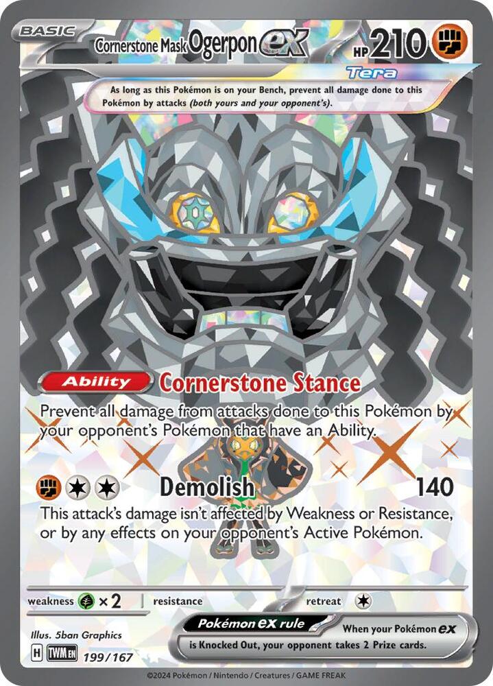 Cornerstone Mask Ogerpon ex 199/167 (SV06: Twilight Masquerade)  - Holofoil