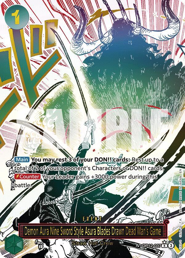Demon Aura Nine Sword Style Asura Blades Drawn Dead Man's Game OP12-037 (Legacy of the Master)  - Alternate Art Foil