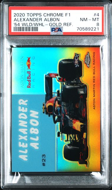 2020 TOPPS CHROME FORMULA 1 1954 WORLD ON WHEELS #4 ALEXANDER ALBON /50 PSA 8