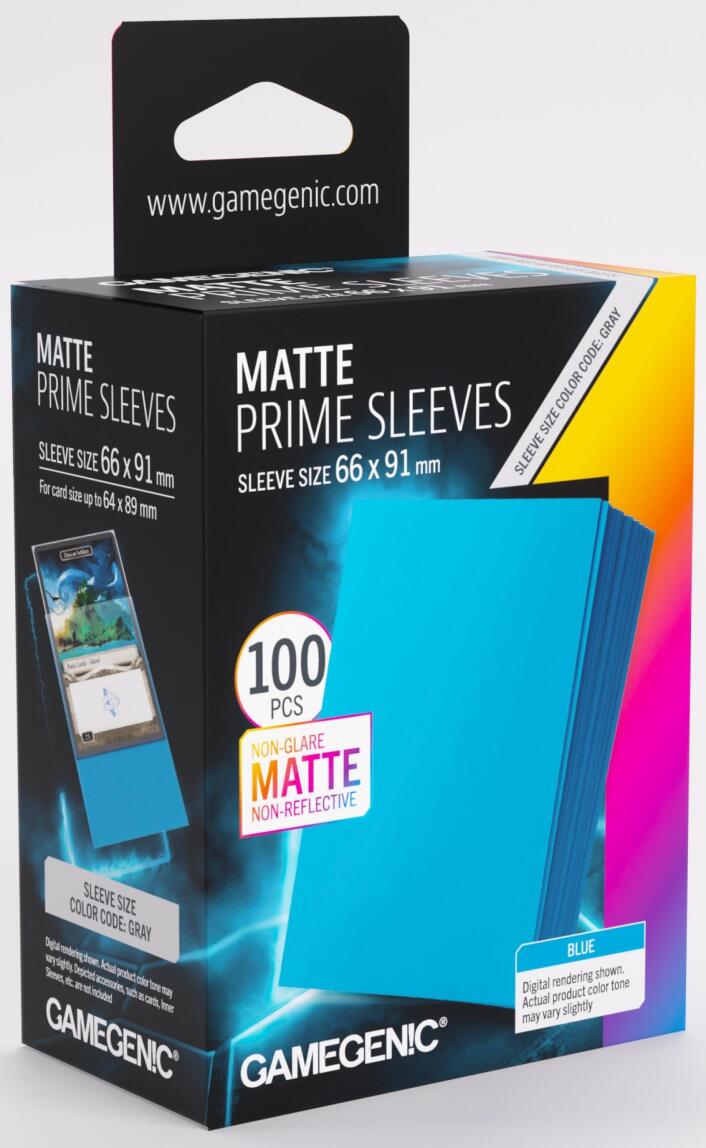 Gamegenic Matte Prime Card Sleeves - Blue (66mm x 91mm) (100 Sleeves Per Pack)