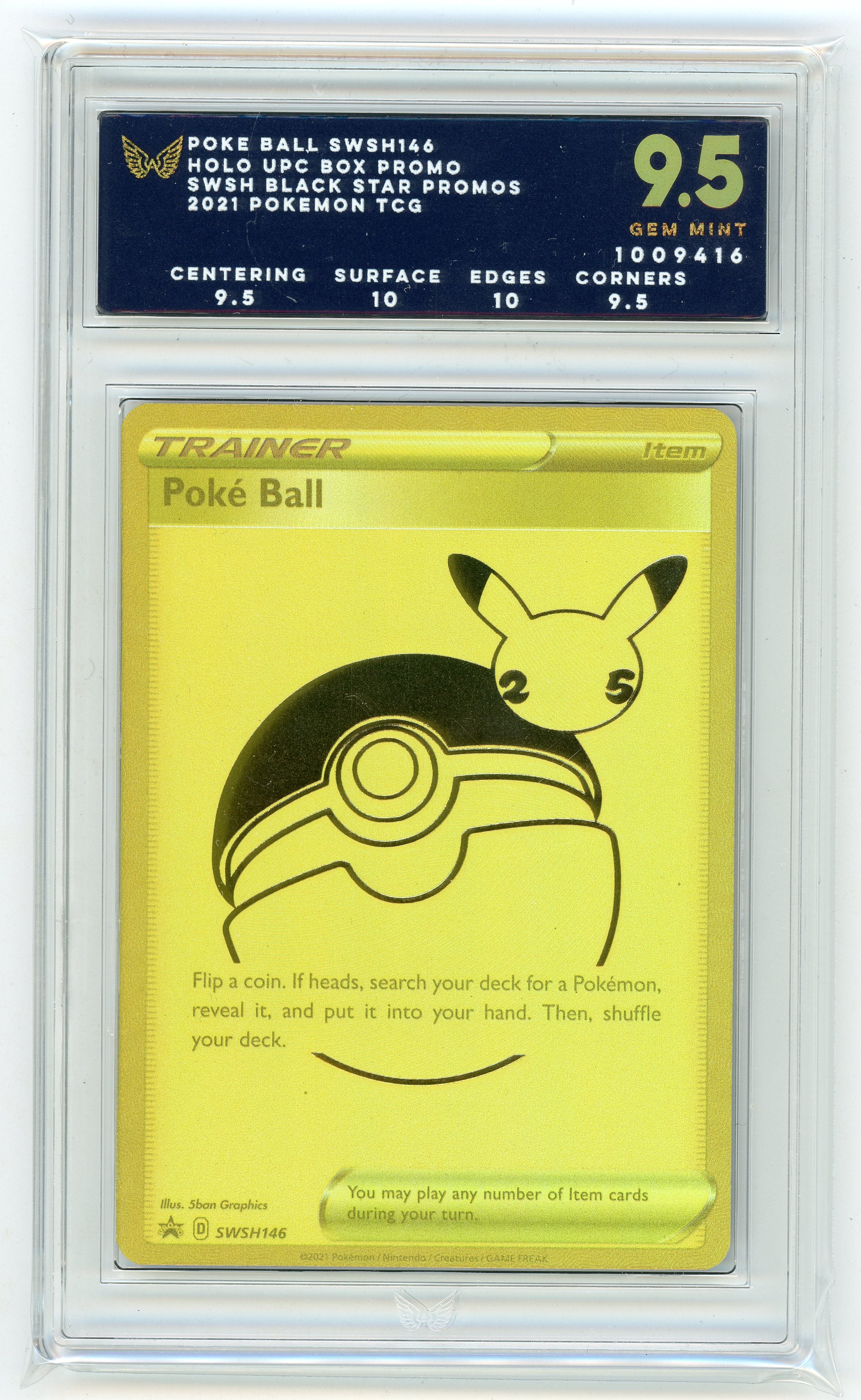 POKE BALL Celebrations UPC Black Star Promo SWSH146 ARK 9.5