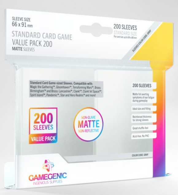 Gamegenic Matte Standard Card Game Sleeve Value Pack 200
