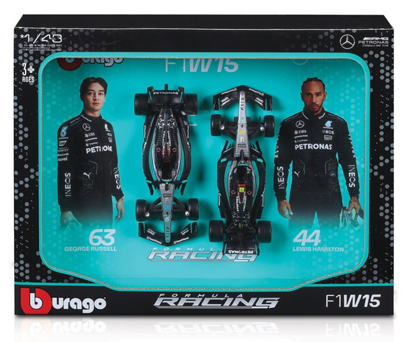 Bburago F1 Gift Set 1:43 2024 Mercedes AMG W15 - 2 piece Gift Pack