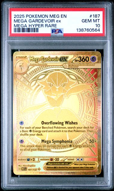 2025 POKEMON MEG EN-MEGA EVOLUTION #187 MEGA GARDEVOIR ex MEGA HYPER RARE PSA 10