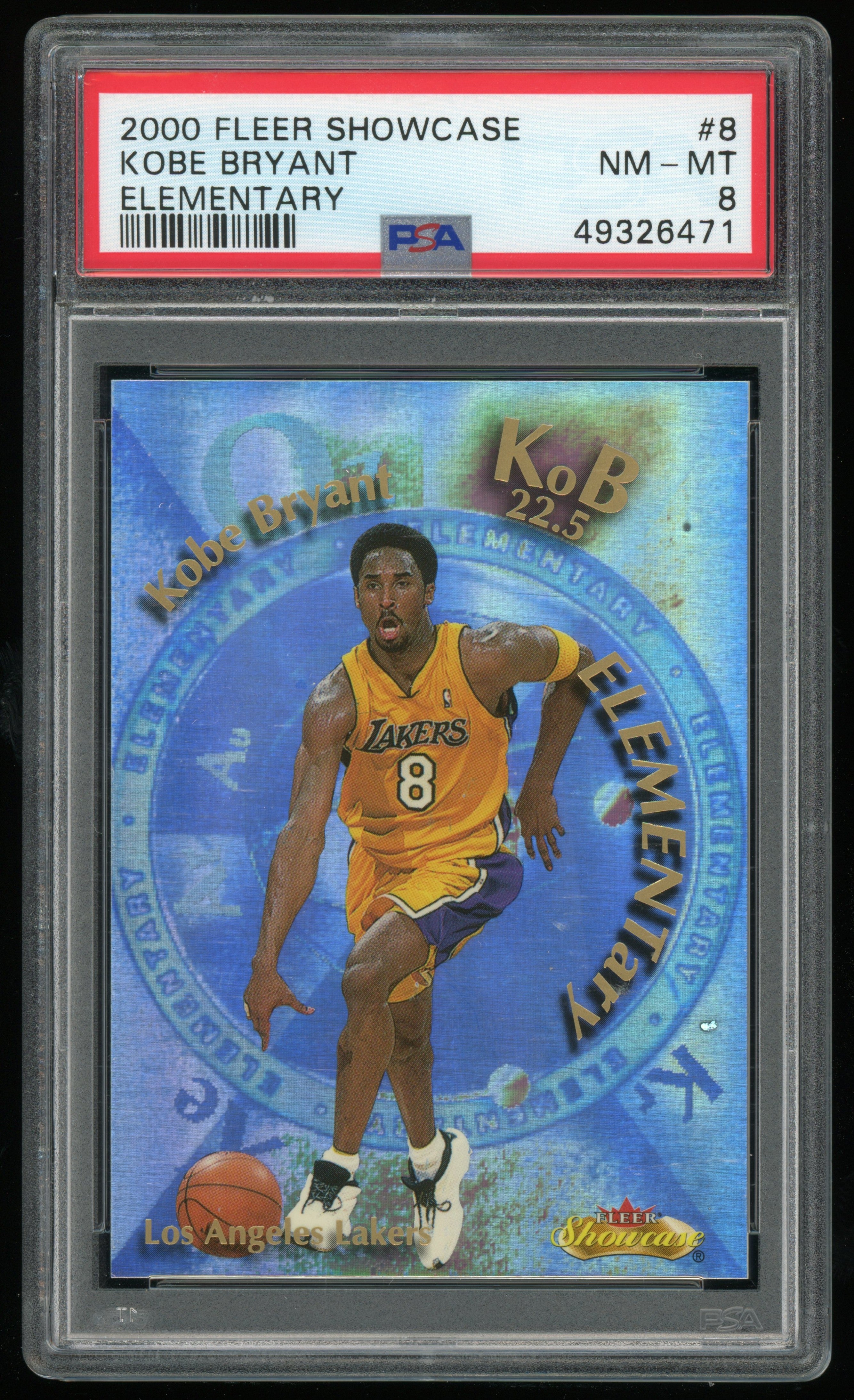 2000-01 FLEER SHOWCASE KOBE BRYANT ELEMENTARY #8. PSA 8