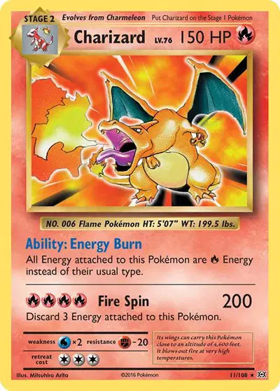 Charizard Pokemon • Reverse holo Rare • 11/108 (MP)