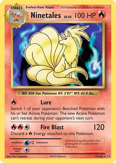 Ninetales - 15/108 - Reverse Holo Holo Rare - XY Evolutions