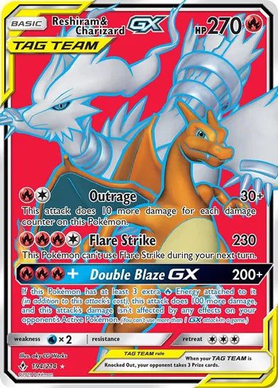 Reshiram & Charizard GX (Full Art) - Ultra Rare - 194/214 (B)