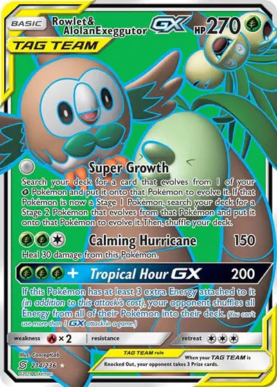 Rowlet & Alolan Exeggutor GX - Ultra Rare - 214/236