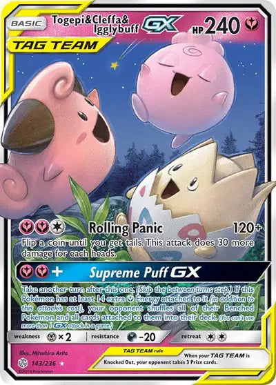 Togepi & Cleffa & Igglybuff GX Cosmic Eclipse  Ultra Rare • 143/236 Holofoil