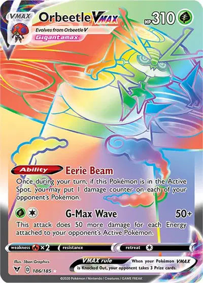 Orbeetle VMAX (Secret) Vivid Voltage  Secret Rare  186/185