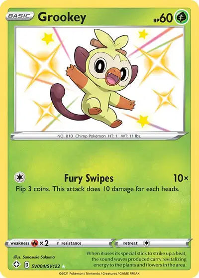Grookey Shining Fates: Shiny Vault  Shiny Holo Rare  SV004/SV122
