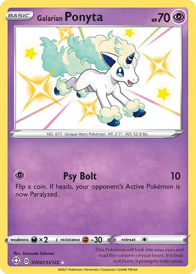 Galarian Ponyta Shining Fates: Shiny Vault  Shiny Holo Rare  SV047/SV122