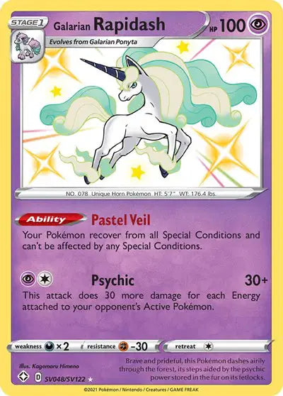 Galaraian Rapidash Shining Fates: Shiny Vault  Shiny Holo Rare  SV048/SV122