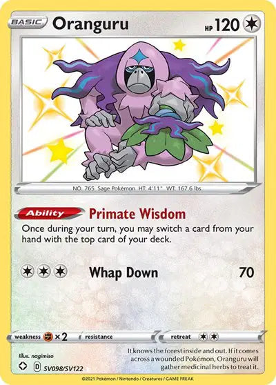 Oranguru Shining Fates: Shiny Vault  Shiny Holo Rare  SV098/SV122