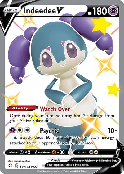 Indeedee V Shining Fates: Shiny Vault  Shiny Holo Rare  SV114/SV122