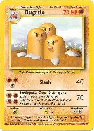 Dugtrio - Rare - 19/102 Unlimited HP