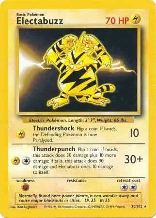 Electabuzz - Rare - 20/102 Unlimited LP