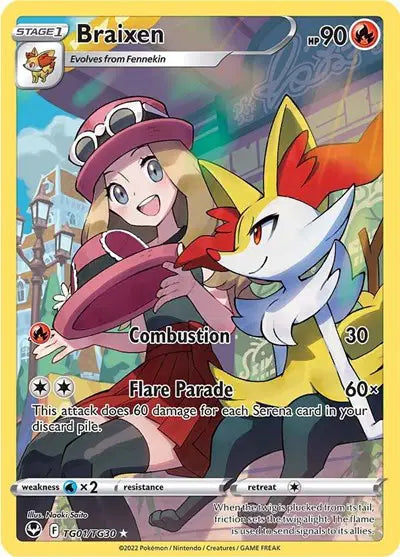 Braixen Silver Tempest Trainer Gallery  Ultra Rare  TG01/TG30