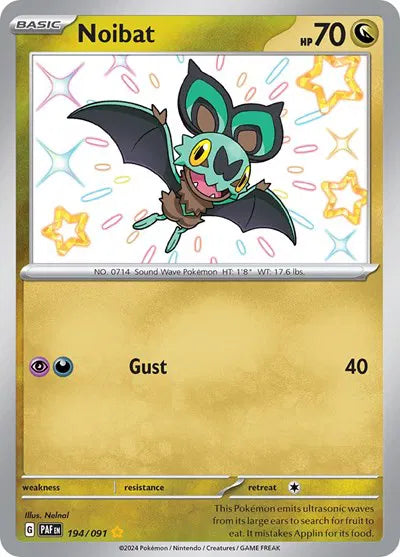 Noibat Paldean Fates Shiny Rare • 194/091 Holofoil