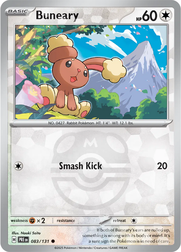 Buneary 083/131 Master ball Reverse Holo Prismatic Evolutions Pokemon