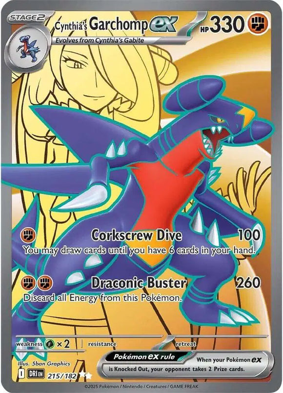 Cynthia's Garchomp ex Pokemon • Ultra Rare • 215/182 (B)