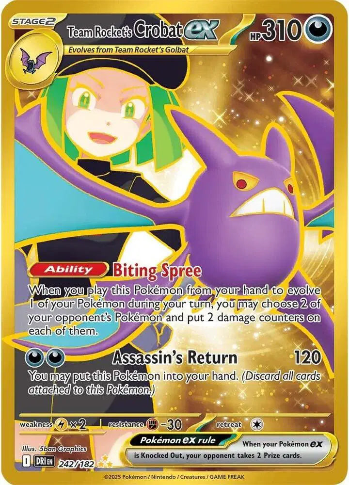 Team Rocket's Crobat ex Destined Rivals  Hyper Rare  242/182
