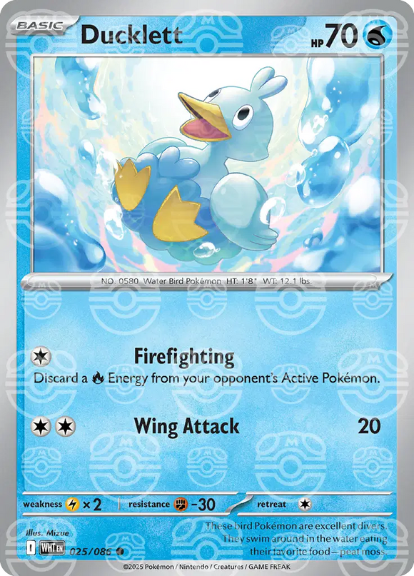 Ducklett (Master Ball Pattern) White Flare  Common  025/086