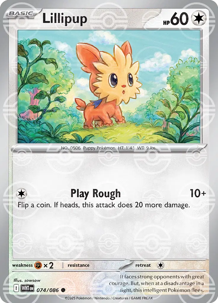 Lillipup (Poke Ball Pattern) Common 074/086 White Flare