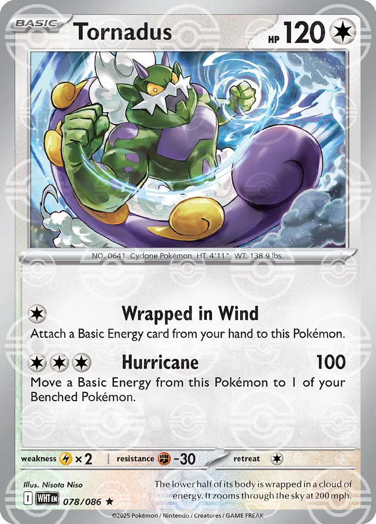 Tornadus (Poke Ball Pattern) Rare 078/086 White Flare