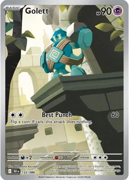 Golett Pokemon • Illustration Rare • 122/086 Black Bolt