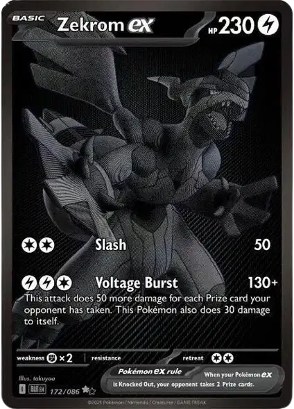 Zekrom ex Pokemon • Black White Rare • 172/086 (B)