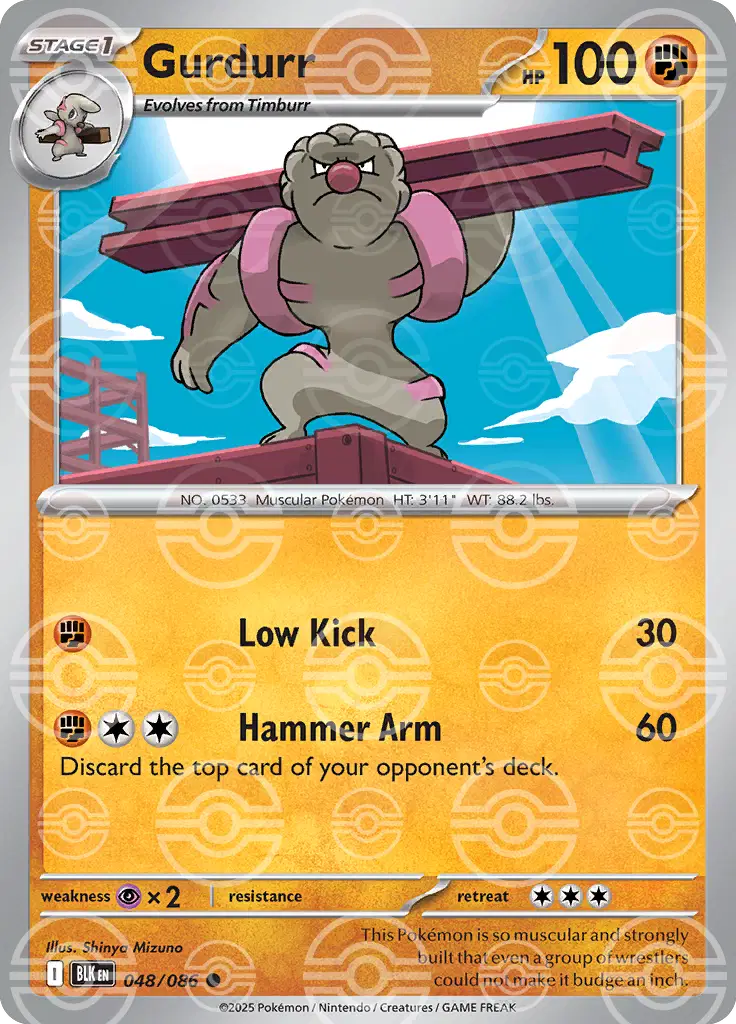 Gurdurr (Poke Ball Pattern) Common 048/086 Black Bolt