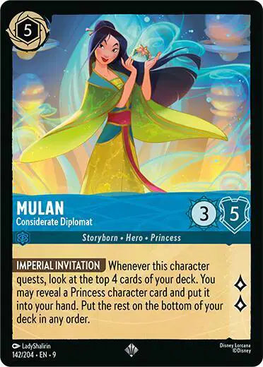 Mulan - Considerate Diplomat (Cold Foil) 142/204 Super Rare Lorcan Fabled