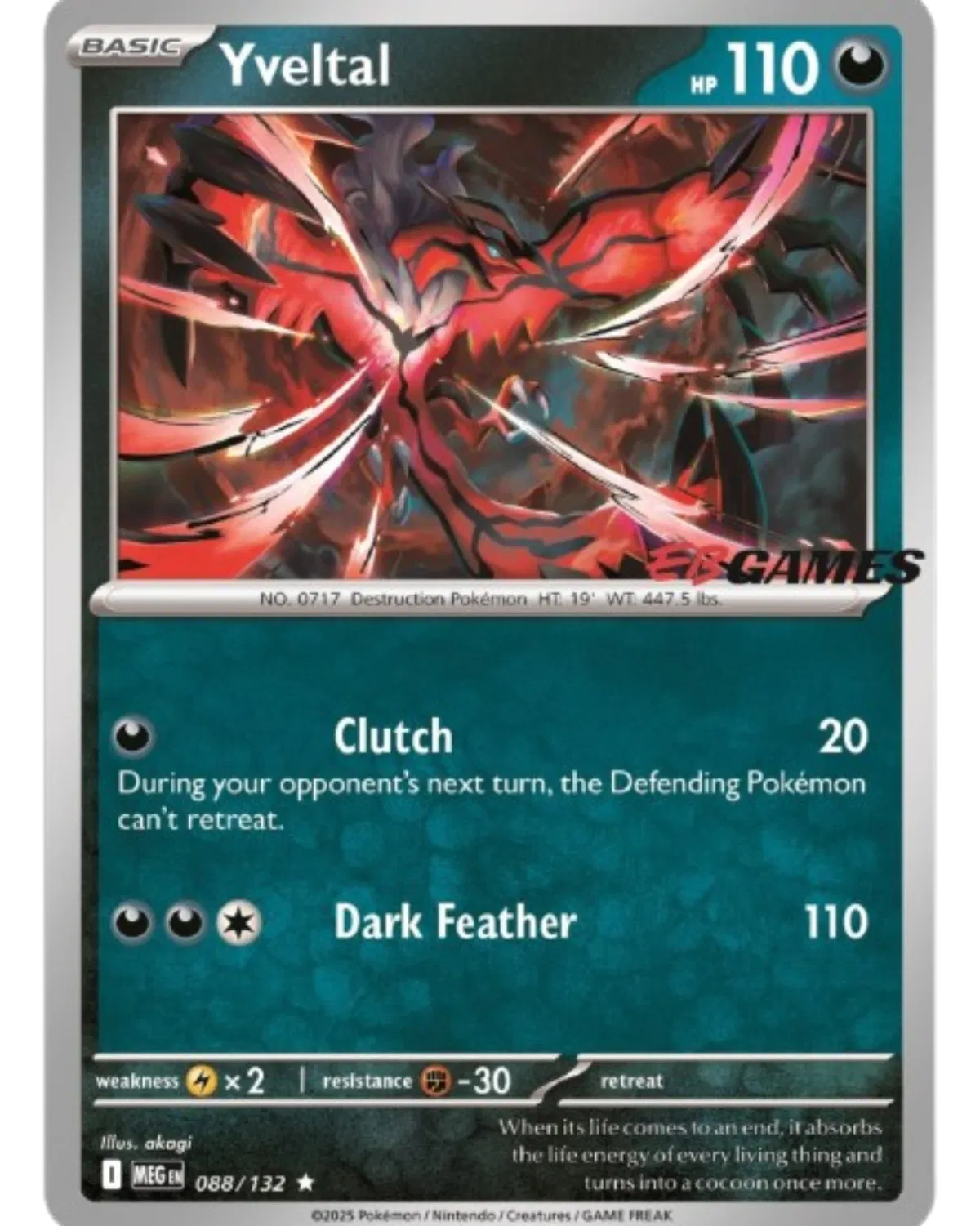 Yveltal (EB Games) Pokemon • Rare • 088/132 Sealed