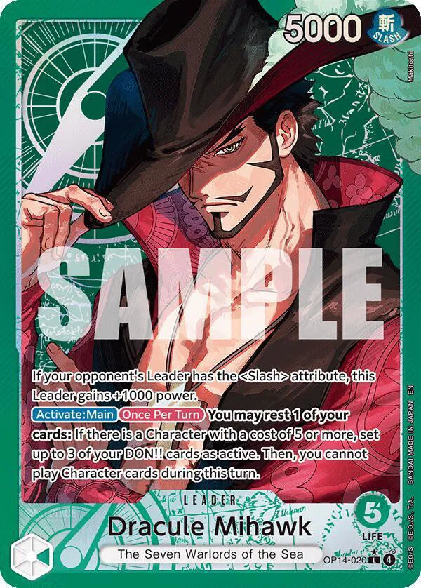 Dracule Mihawk (Alternate Art) The Azure Sea's Seven L • OP14-020 Foil