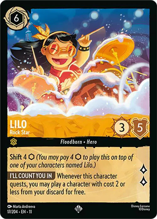 Lilo - Rock Star Winterspell Super Rare • 17/204 Cold Foil