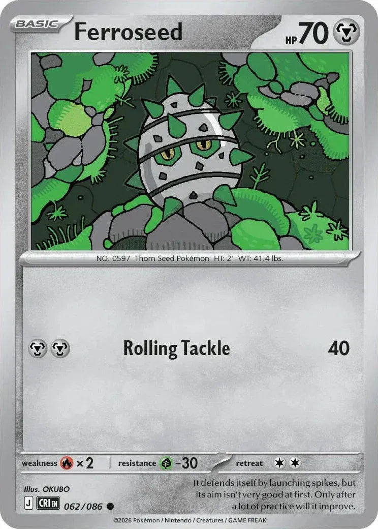 Ferroseed - Reverse Holo Rare - 062/086
