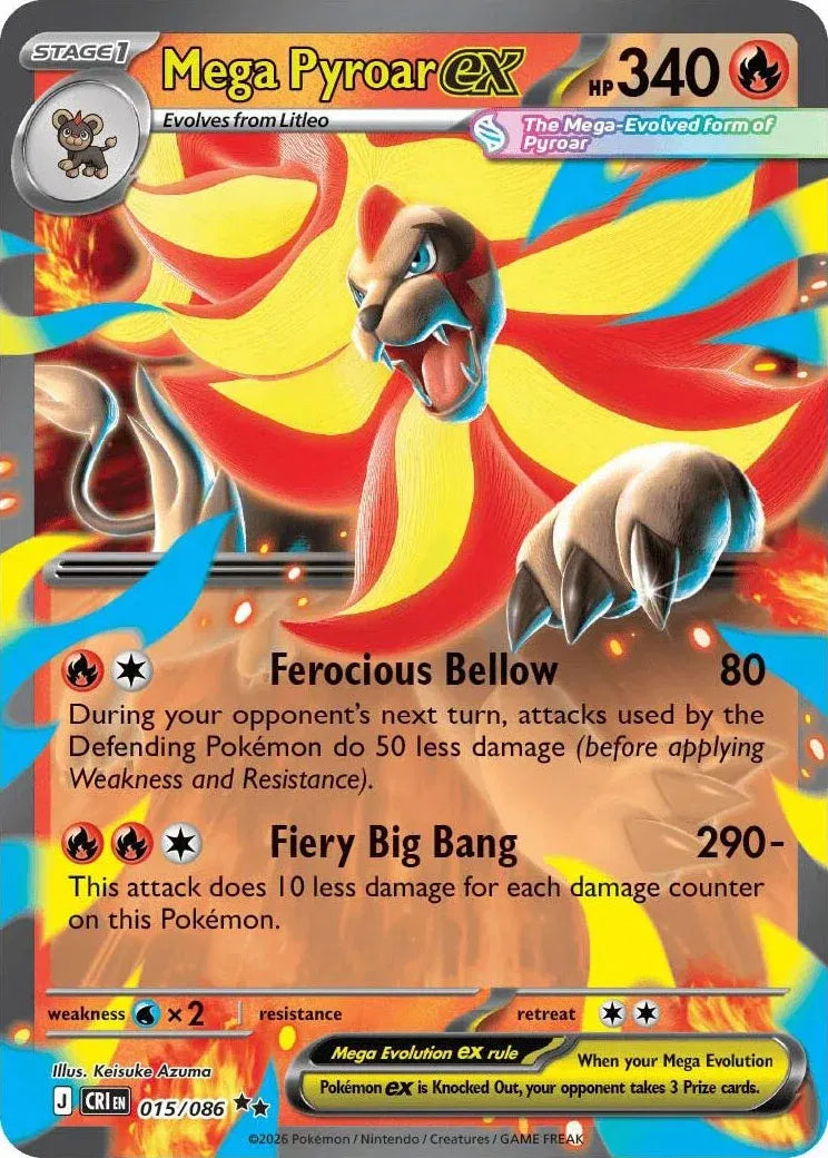 Mega Pyroar ex Chaos Rising Double Rare • 015/086 Holofoil
