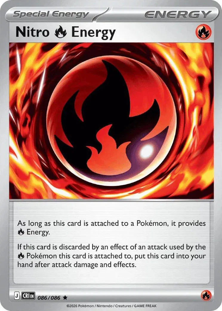 Nitro Fire Energy - Reverse Holo Rare - 086/086