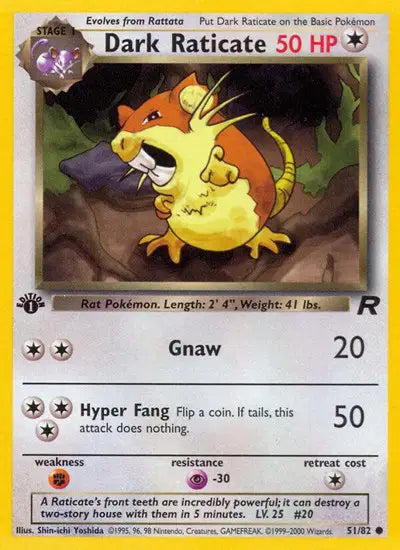 Dark Raticate 1st Edition Team Rocket Set - Pokemon Card - 51/82