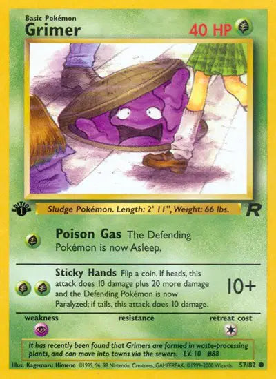 Grimer 57/82 Team Rocket 1st Edition 2000 Pokemon TCG