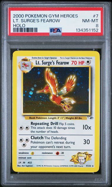 2000 POKEMON GYM HEROES #7 LT. SURGE'S FEAROW HOLO (B)